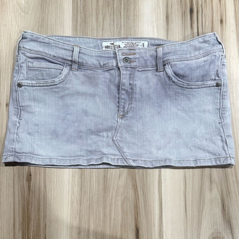 Hollister Y2K Grey Micro Mini Denim Skirt Women’s 7